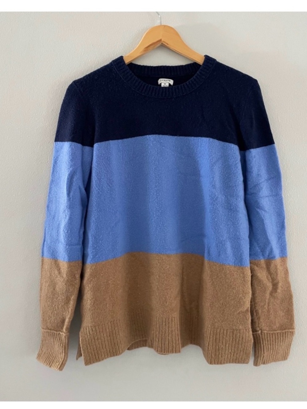 J. Crew Factory Blue & Tan Color Block Sweater